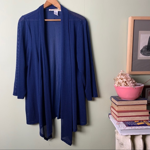 aqua blues Sweaters - Aqua Blues Open Weave Cardigan 3X